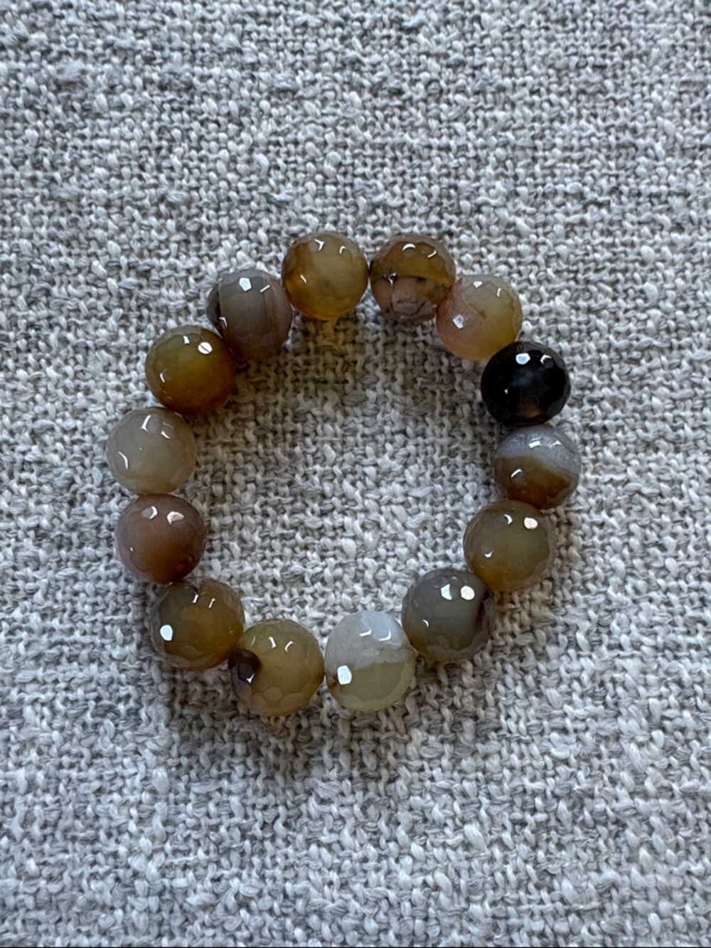 Faceted Agate Bead Stretch Bracelet in Earth Tones